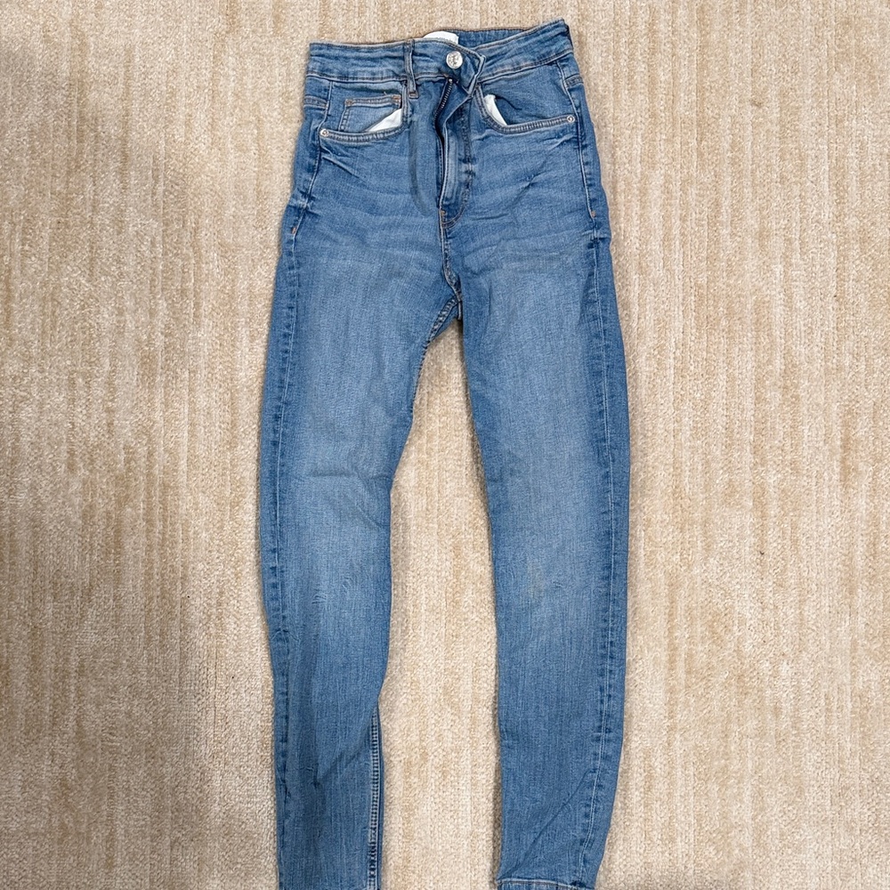 Zara High Rise Denim Jeans - Classic Blue